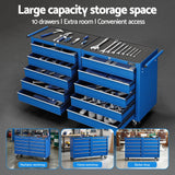 Tool Boxes: Giantz Tool Chest Trolley 10 Drawers Toolbox Storage Blue