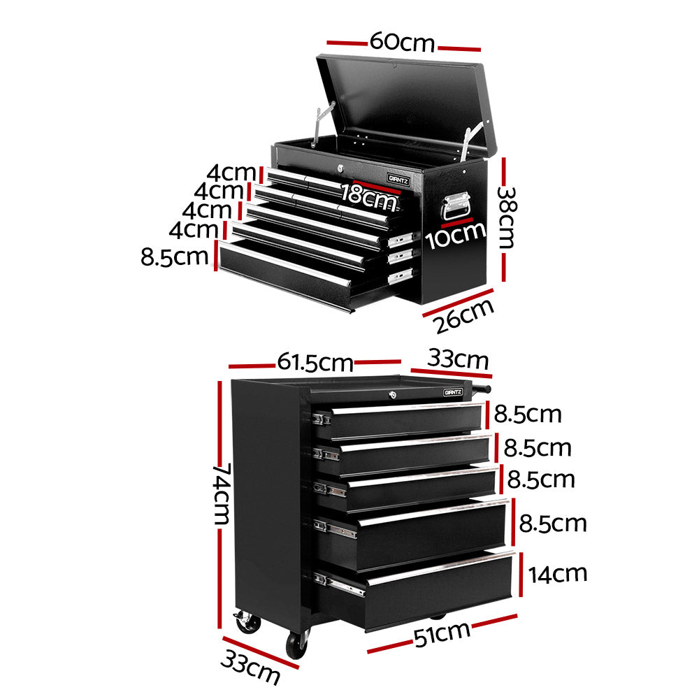 Tool Cabinets: Giantz 14 Drawer Tool Box Cabinet Chest Mechanic Garage Storage Trolley Black