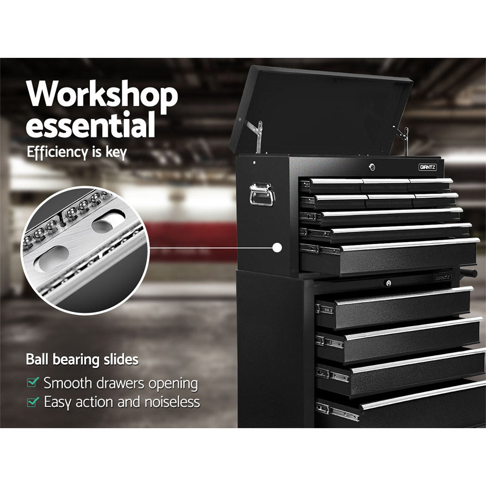 Tool Cabinets: Giantz 14 Drawer Tool Box Cabinet Chest Mechanic Garage Storage Trolley Black
