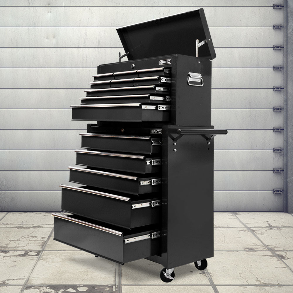 Tool Cabinets: Giantz 14 Drawer Tool Box Cabinet Chest Mechanic Garage Storage Trolley Black
