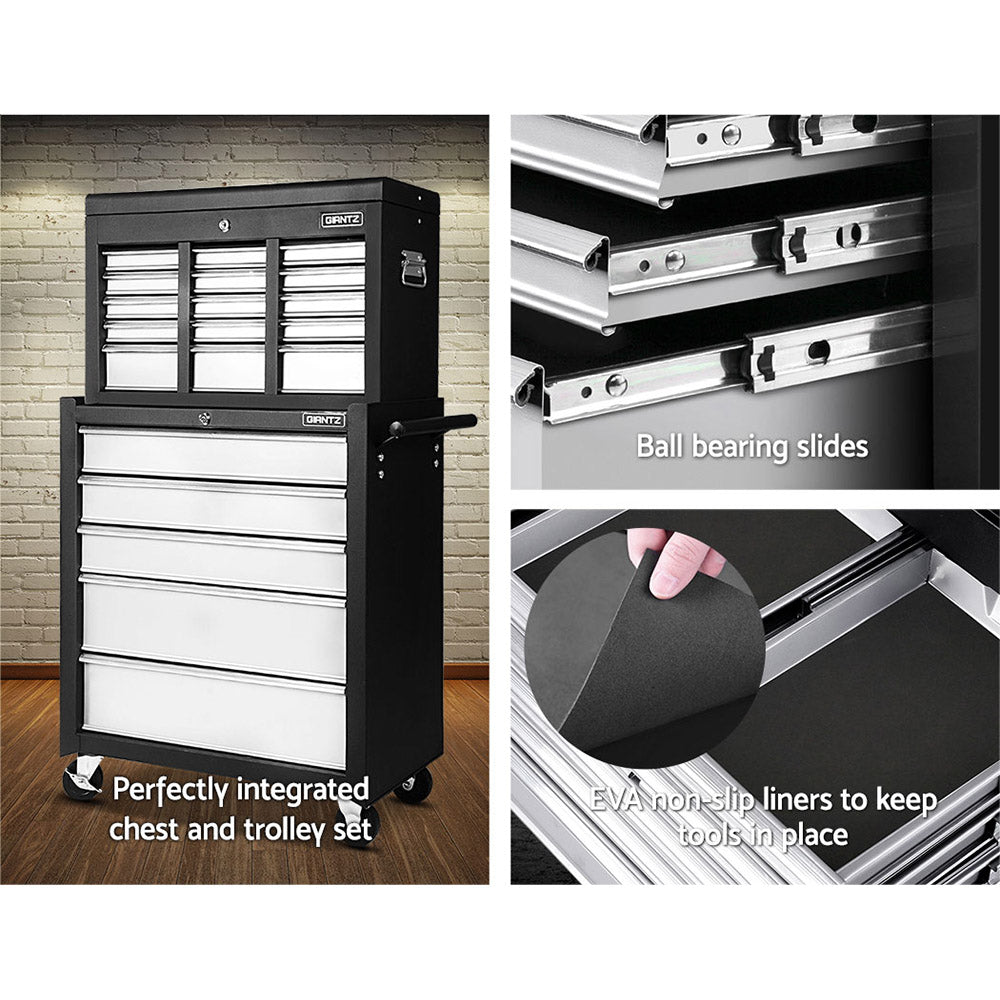 Tool Cabinets: Giantz 14 Drawer Tool Box Cabinet Chest Mechanic Garage Storage Trolley Grey