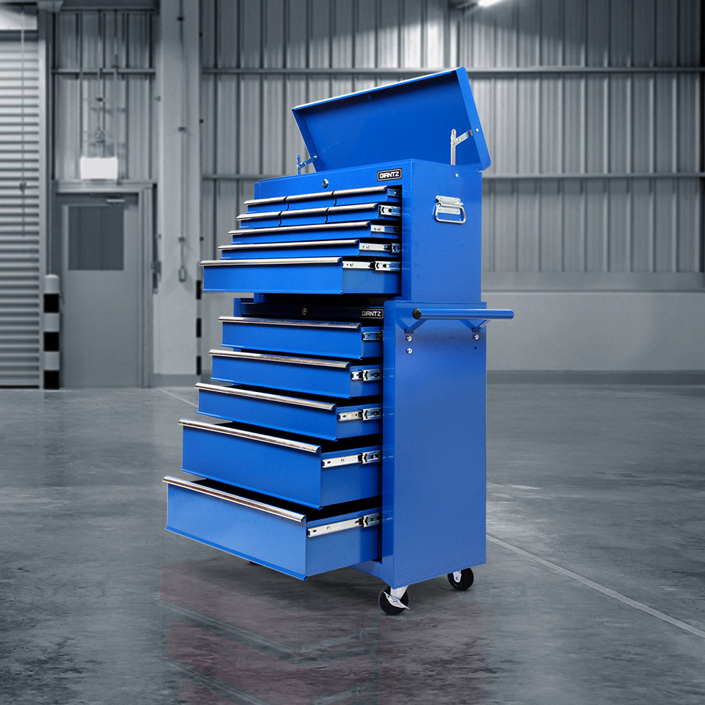 Tool Cabinets: Giantz 14 Drawer Tool Box Cabinet Chest Mechanic Garage Storage Trolley Blue