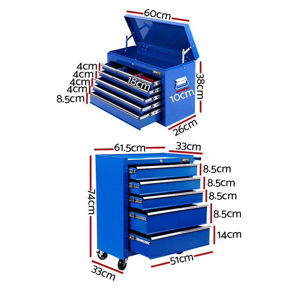 Tool Cabinets: Giantz 14 Drawer Tool Box Cabinet Chest Mechanic Garage Storage Trolley Blue