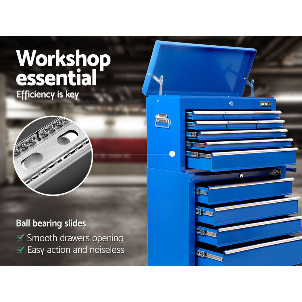 Tool Cabinets: Giantz 14 Drawer Tool Box Cabinet Chest Mechanic Garage Storage Trolley Blue