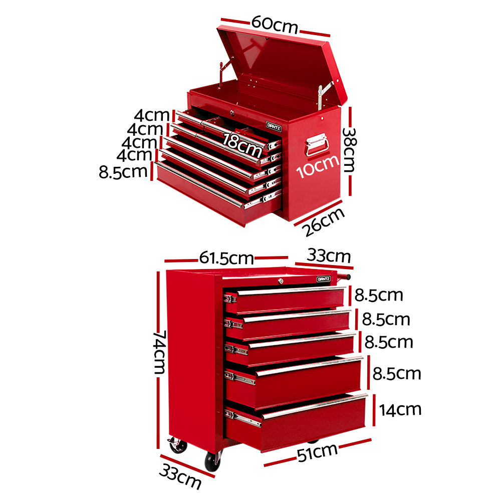 Tool Cabinets: Giantz 14 Drawer Tool Box Cabinet Chest Mechanic Garage Storage Trolley Red