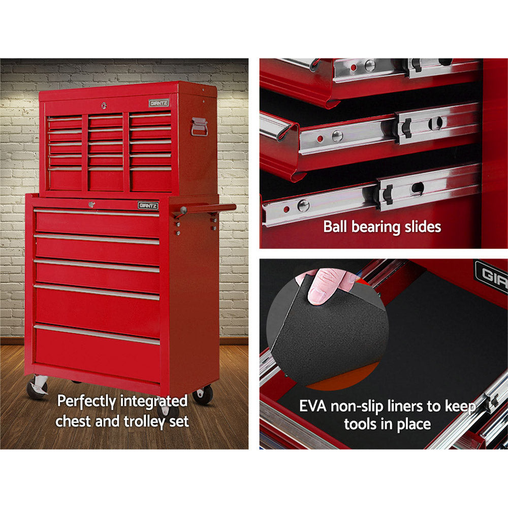 Tool Cabinets: Giantz 14 Drawer Tool Box Cabinet Chest Mechanic Garage Storage Trolley Red
