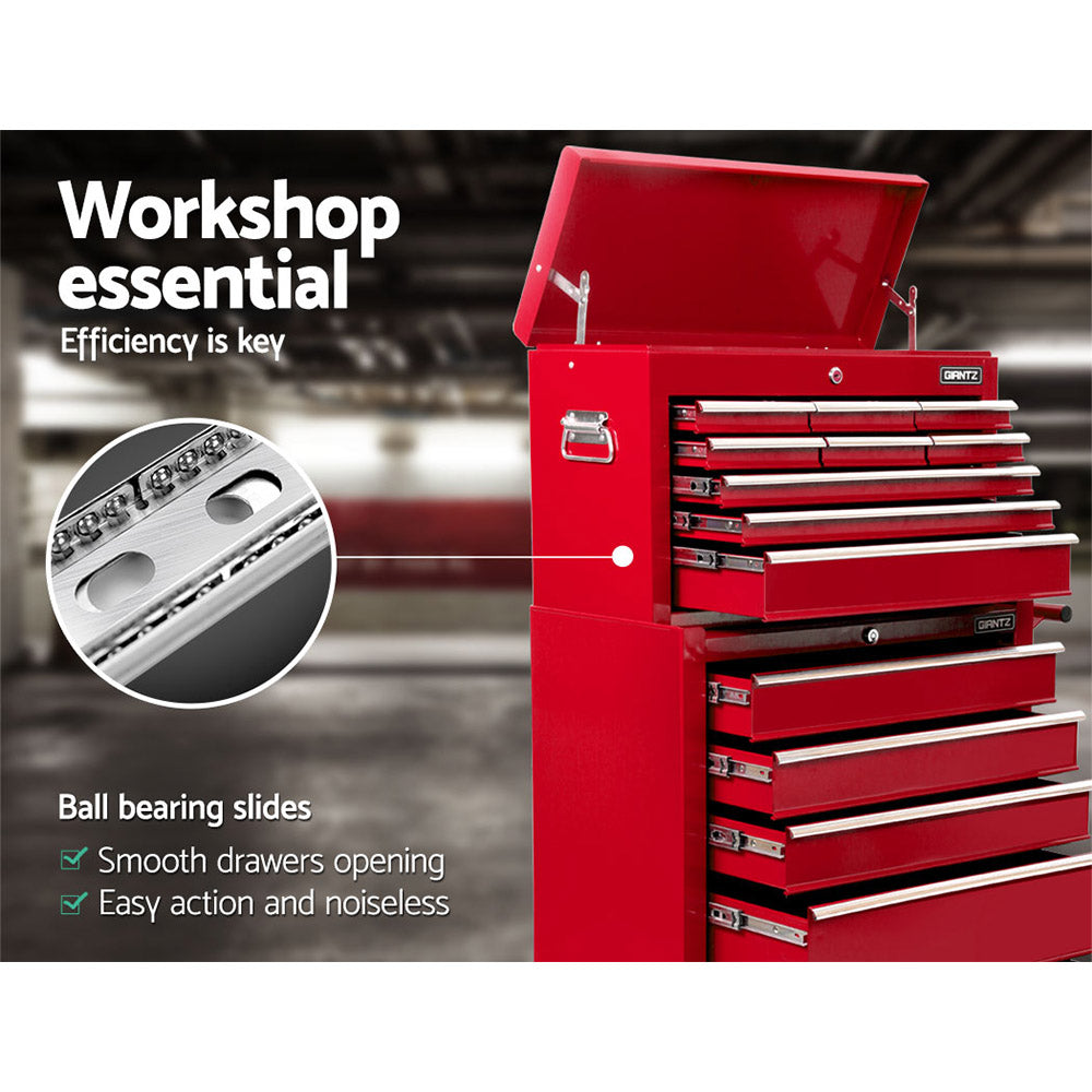 Tool Cabinets: Giantz 14 Drawer Tool Box Cabinet Chest Mechanic Garage Storage Trolley Red