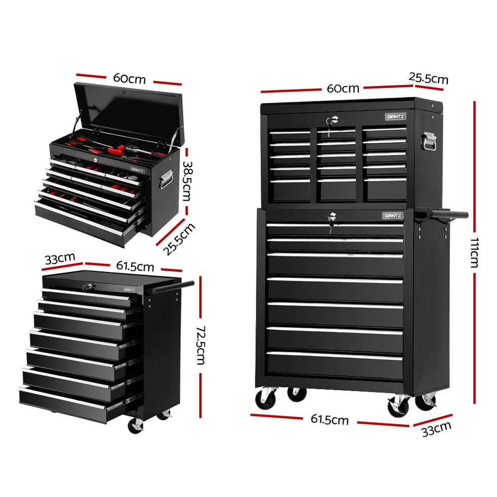 Tool Cabinets: Giantz 16 Drawer Tool Box Cabinet Chest Trolley Toolbox Garage Storage Black