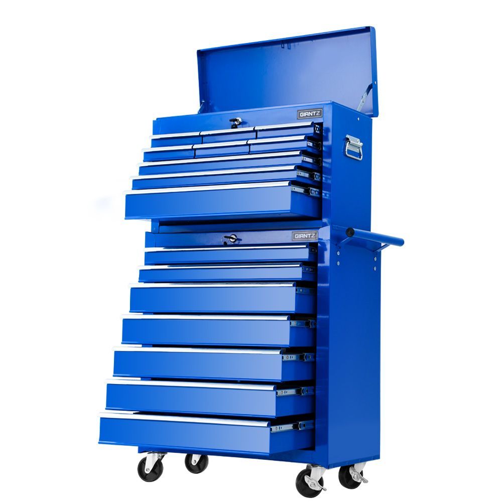 Tool Cabinets: Giantz Tool Chest and Trolley Box Cabinet 16 Drawers Cart Garage Storage Blue