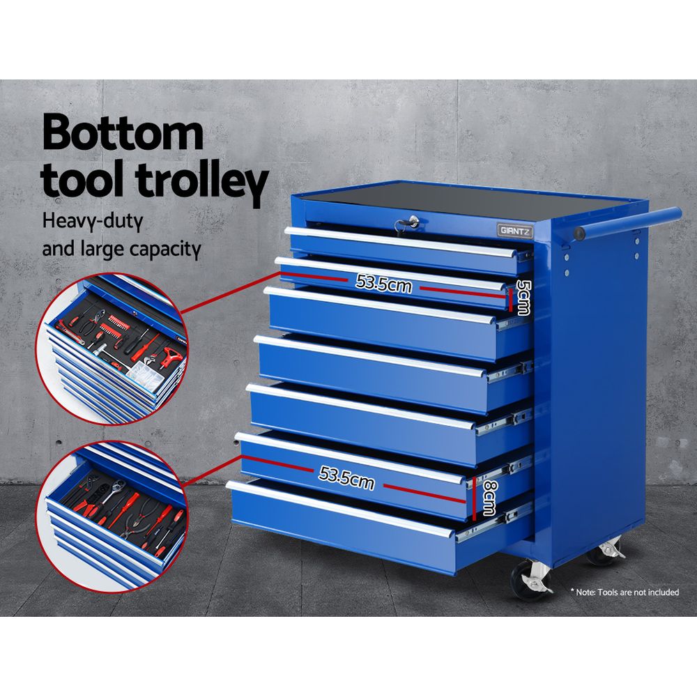 Tool Cabinets: Giantz Tool Chest and Trolley Box Cabinet 16 Drawers Cart Garage Storage Blue