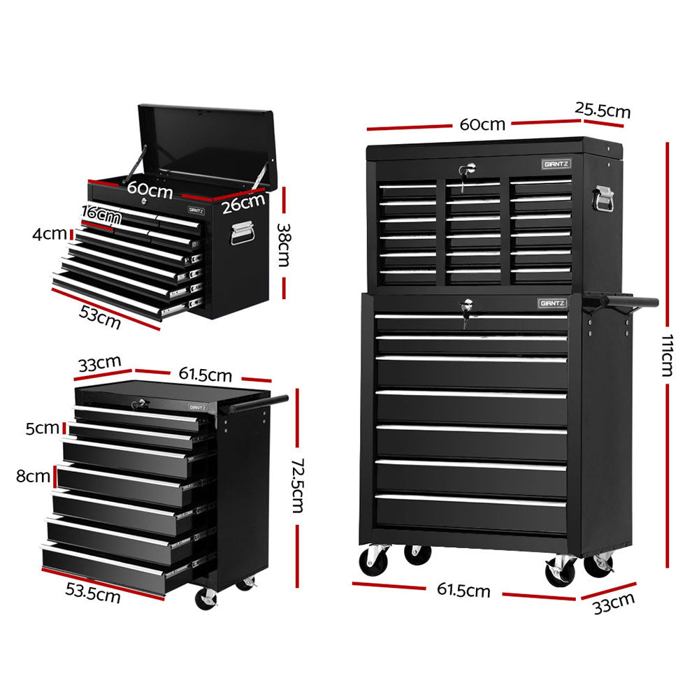 Tool Cabinets: Giantz 17 Drawer Tool Box Cabinet Chest Trolley Toolbox Garage Storage Box Black