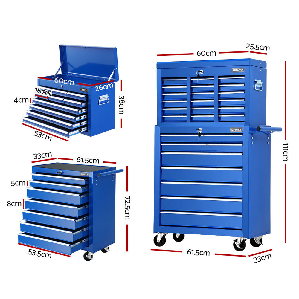 Tool Cabinets: Giantz 17 Drawer Tool Box Cabinet Chest Trolley Toolbox Garage Storage Box Blue