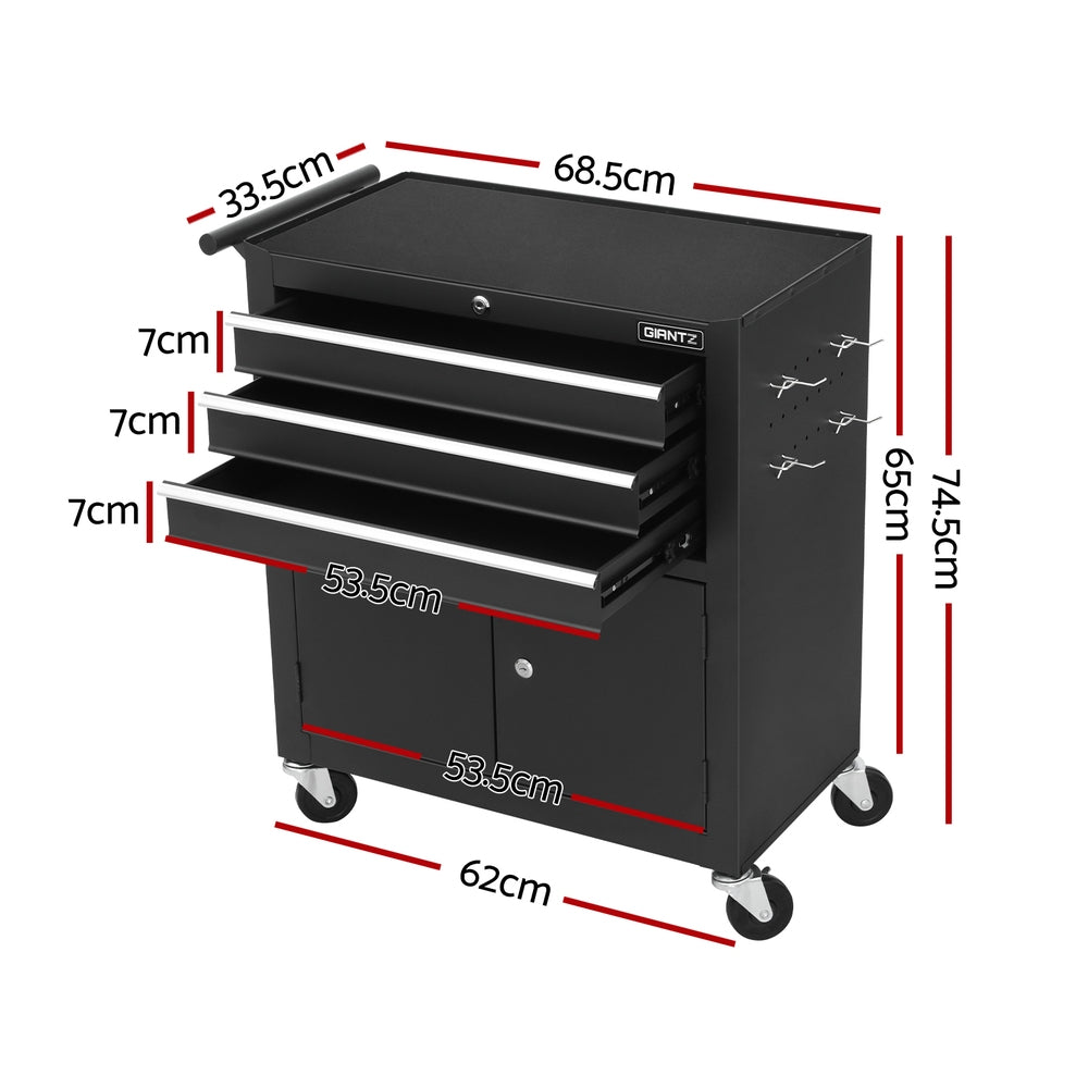 Tool Cabinets: Giantz 3 Drawer Tool Box Chest Cabinet Toolbox Storage Garage Organiser Wheels