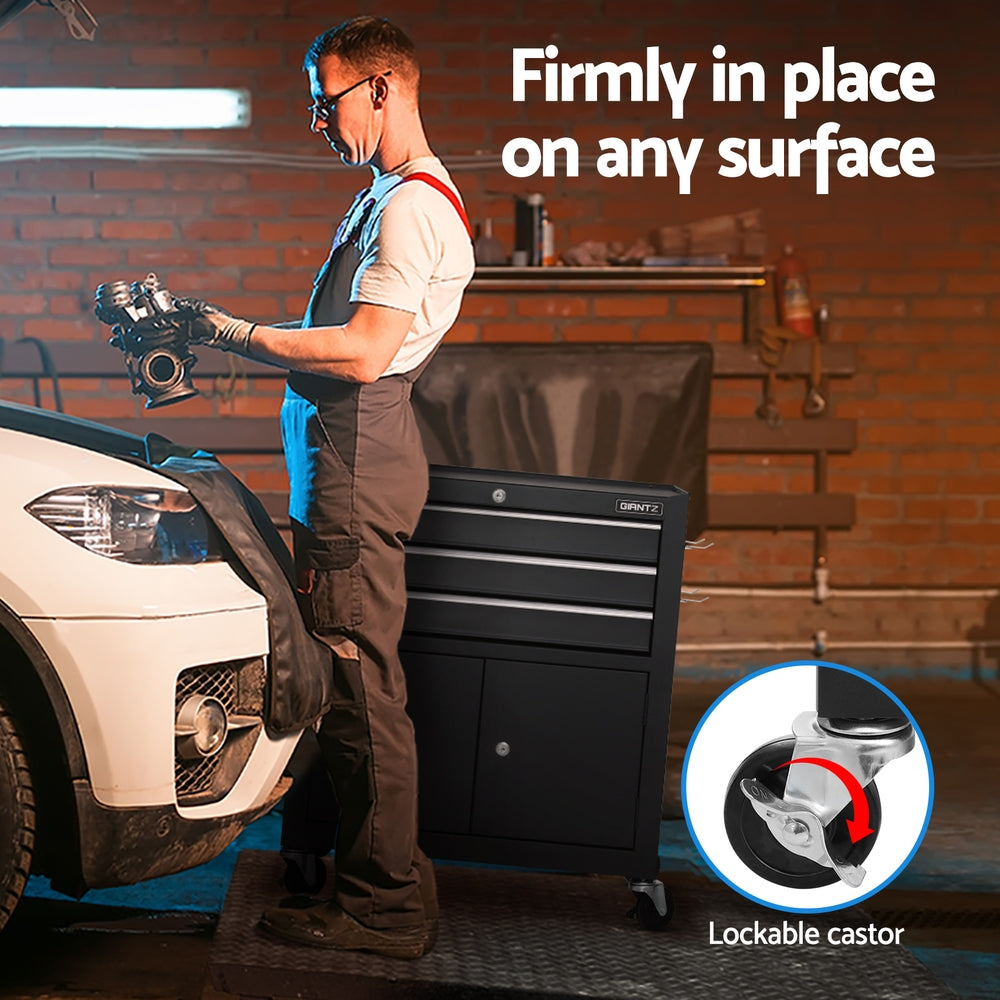 Tool Cabinets: Giantz 3 Drawer Tool Box Chest Cabinet Toolbox Storage Garage Organiser Wheels