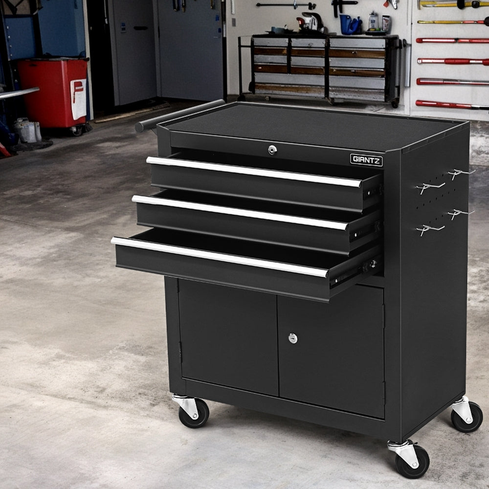 Tool Cabinets: Giantz 3 Drawer Tool Box Chest Cabinet Toolbox Storage Garage Organiser Wheels