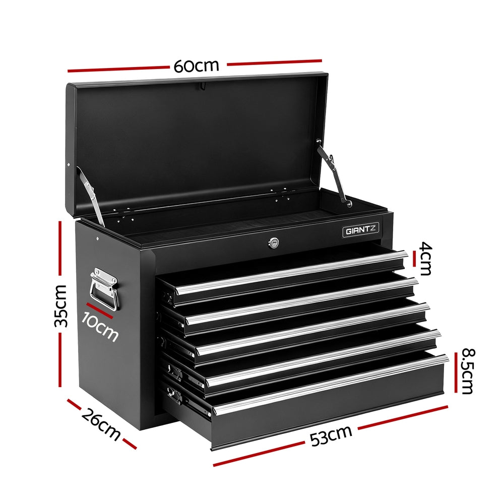 Tool Boxes: GIANTZ 5 Drawer Tool Chest Box Cabinet Lockable Garage Storage Organiser Black