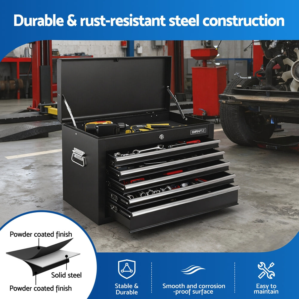 Tool Boxes: GIANTZ 5 Drawer Tool Chest Box Cabinet Lockable Garage Storage Organiser Black