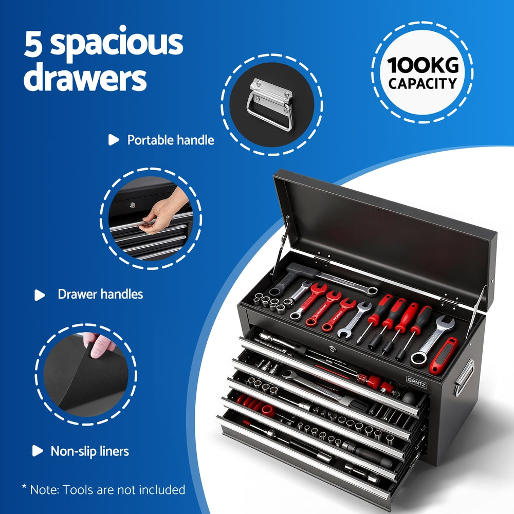 Tool Boxes: GIANTZ 5 Drawer Tool Chest Box Cabinet Lockable Garage Storage Organiser Black