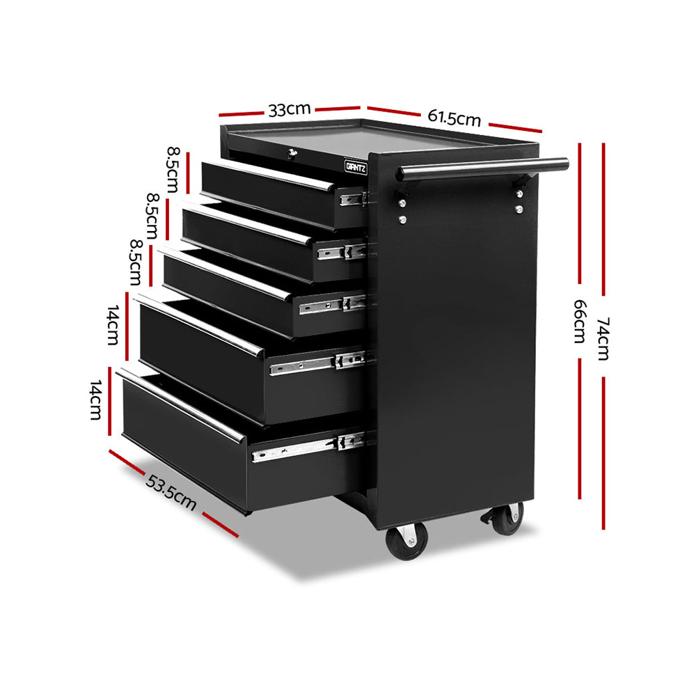 Tool Cabinets: Giantz 5 Drawer Tool Box Cabinet Chest Trolley Box Garage Storage Toolbox Black