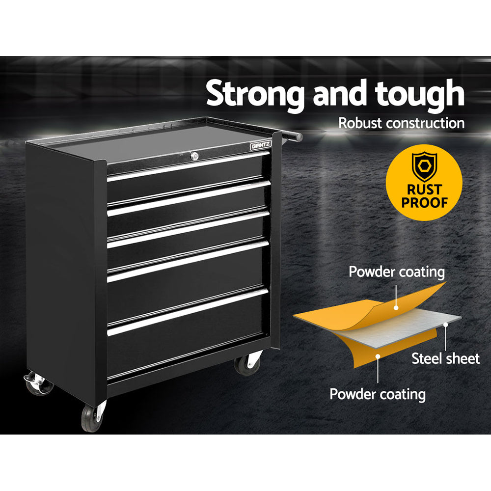 Tool Cabinets: Giantz 5 Drawer Tool Box Cabinet Chest Trolley Box Garage Storage Toolbox Black