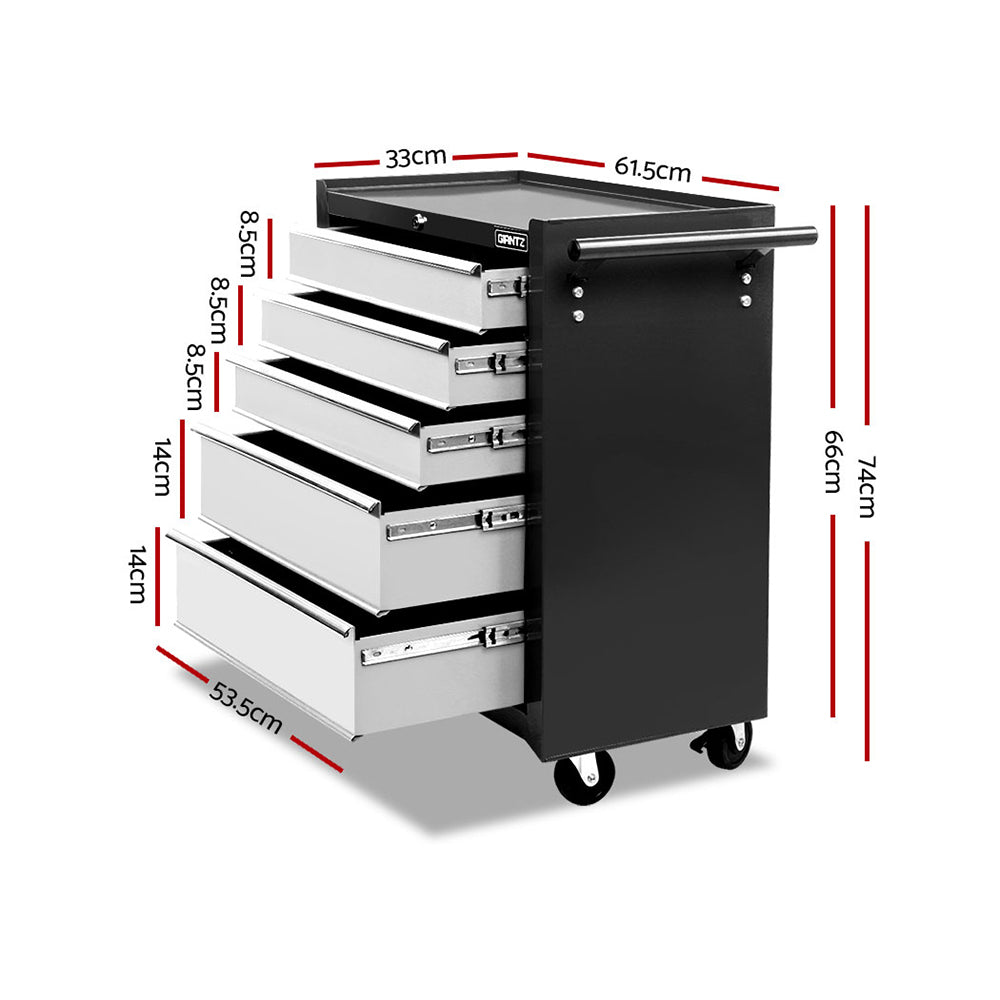 Tool Cabinets: Giantz 5 Drawer Tool Box Cabinet Chest Trolley Box Garage Storage Toolbox Grey