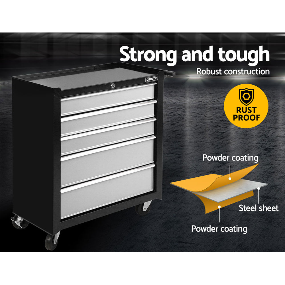 Tool Cabinets: Giantz 5 Drawer Tool Box Cabinet Chest Trolley Box Garage Storage Toolbox Grey