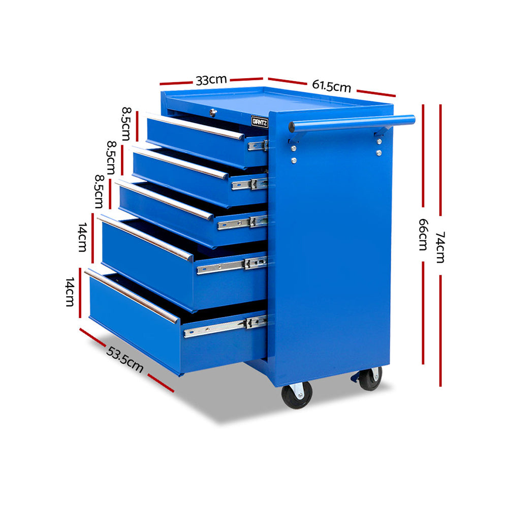 Tool Cabinets: Giantz 5 Drawer Tool Box Cabinet Chest Trolley Box Garage Storage Toolbox Blue