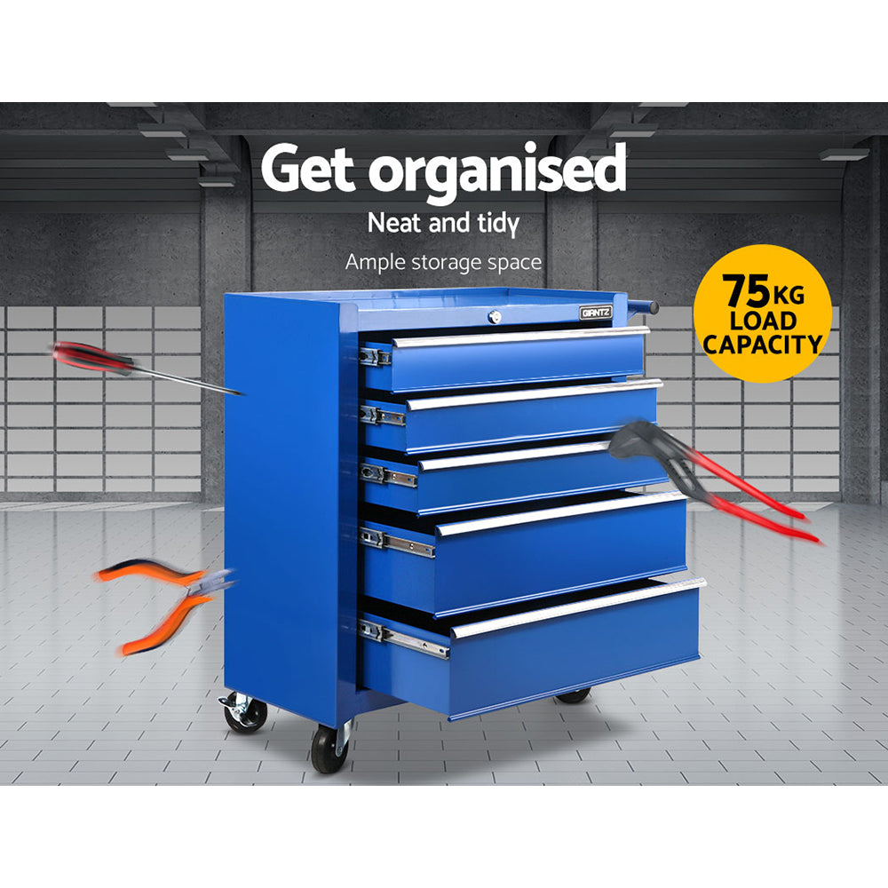Tool Cabinets: Giantz 5 Drawer Tool Box Cabinet Chest Trolley Box Garage Storage Toolbox Blue