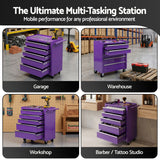 Giantz 5 Drawer Tool Chest Trolley Cabinet Toolbox Heavy Duty Garage Storage Organiser Purple