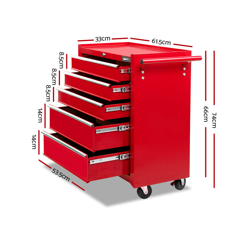 Tool Cabinets: Giantz 5 Drawer Tool Box Cabinet Chest Trolley Box Garage Storage Toolbox Red