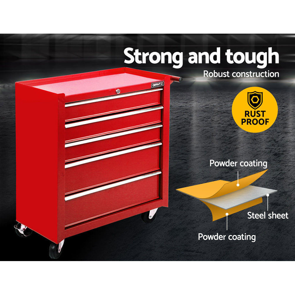 Tool Cabinets: Giantz 5 Drawer Tool Box Cabinet Chest Trolley Box Garage Storage Toolbox Red