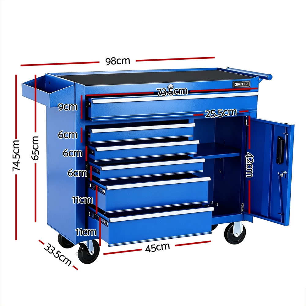 Tool Boxes: Giantz 6 Drawer Tool Chest Trolley Cabinet Cart Toolbox Storage Organiser Wheels