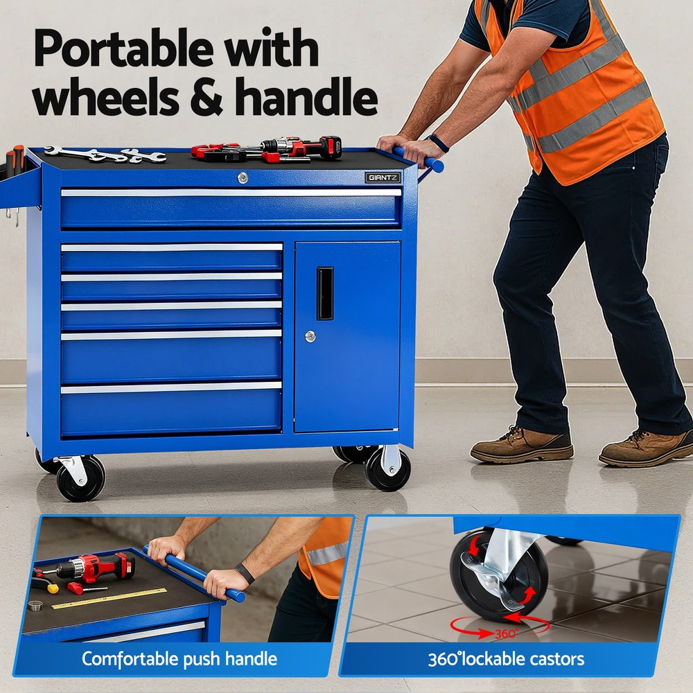 Tool Boxes: Giantz 6 Drawer Tool Chest Trolley Cabinet Cart Toolbox Storage Organiser Wheels