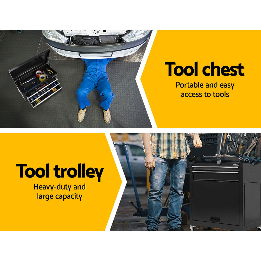 Tool Cabinets: Giantz 7 Drawer Tool Box Cabinet Chest Trolley Toolbox Garage Storage Black