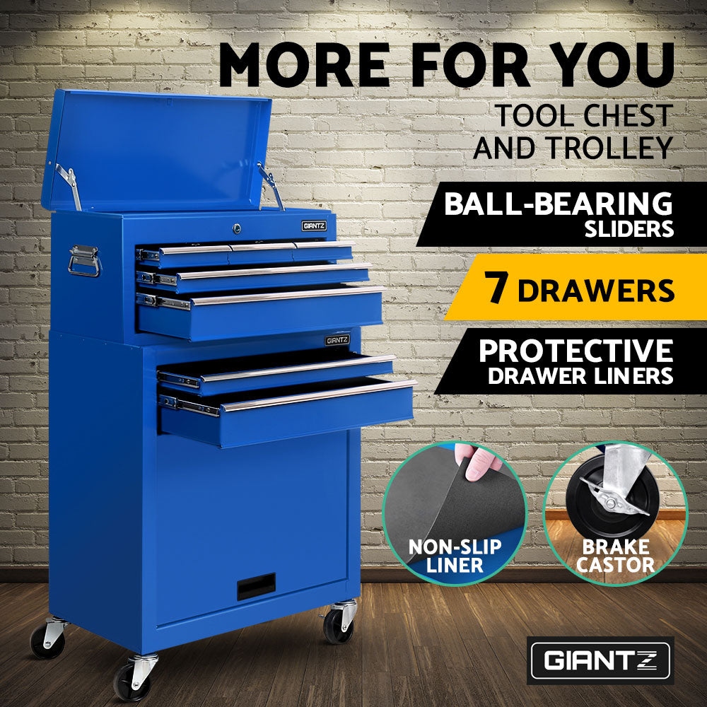 Tool Cabinets: Giantz 7 Drawer Tool Box Cabinet Chest Trolley Toolbox Garage Storage Blue