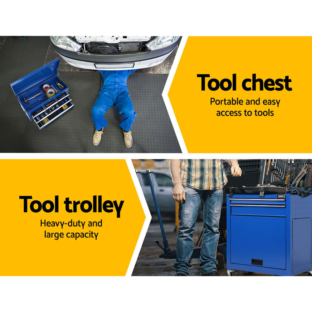 Tool Cabinets: Giantz 7 Drawer Tool Box Cabinet Chest Trolley Toolbox Garage Storage Blue