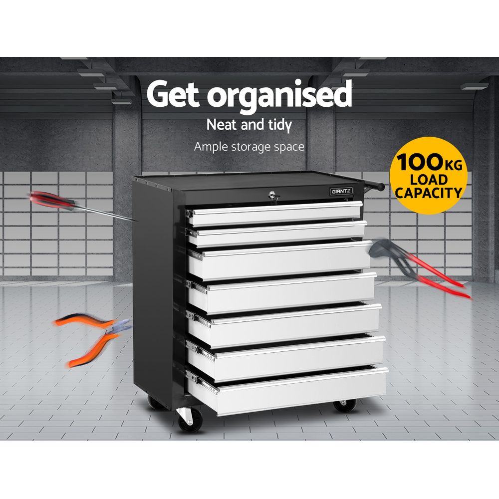 Tool Cabinets: Giantz 7 Drawer Tool Box Cabinet Chest Trolley Storage Garage Toolbox Grey