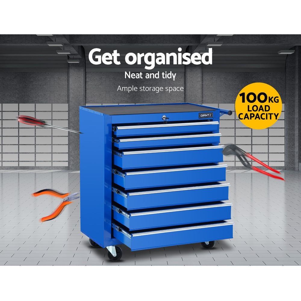 Tool Cabinets: Giantz 7 Drawer Tool Box Cabinet Chest Trolley Storage Garage Toolbox Blue