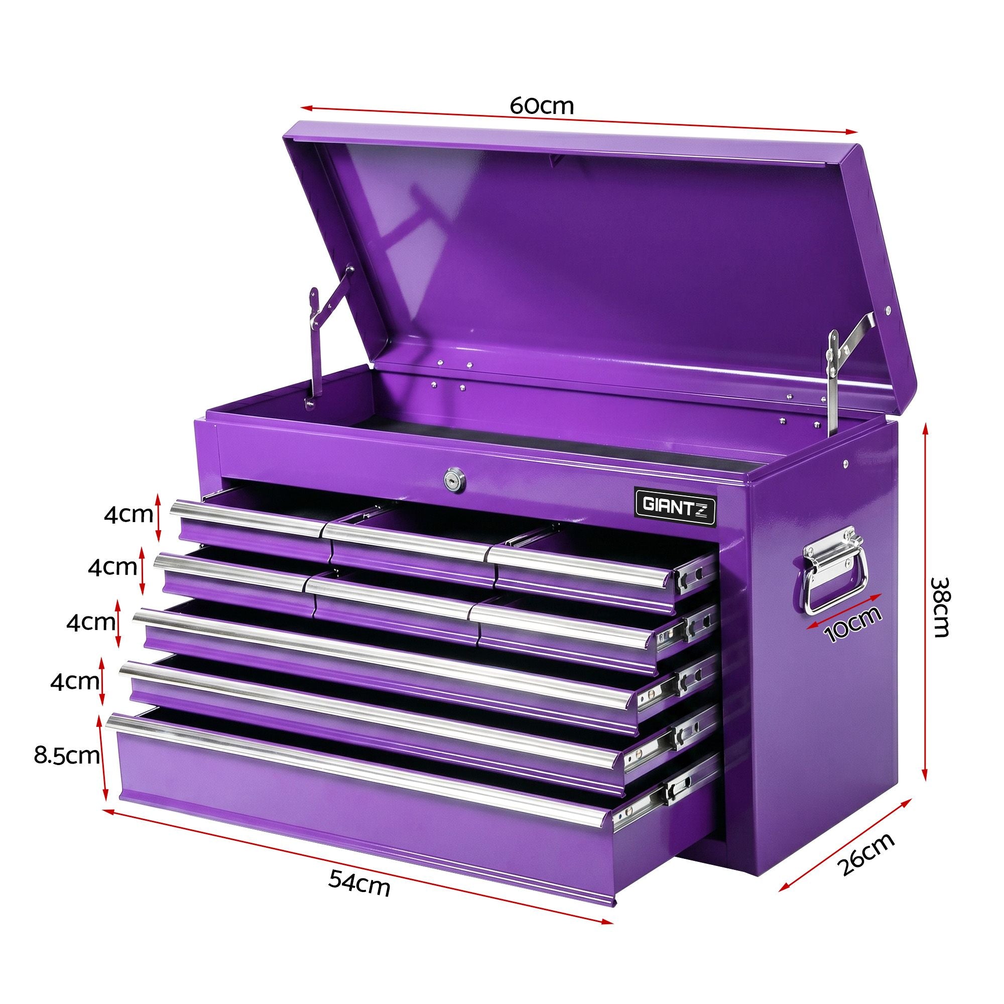 Giantz 9-Drawer Tool Cabinet Chest Toolbox Heavy Duty Garage Storage Organiser Purple