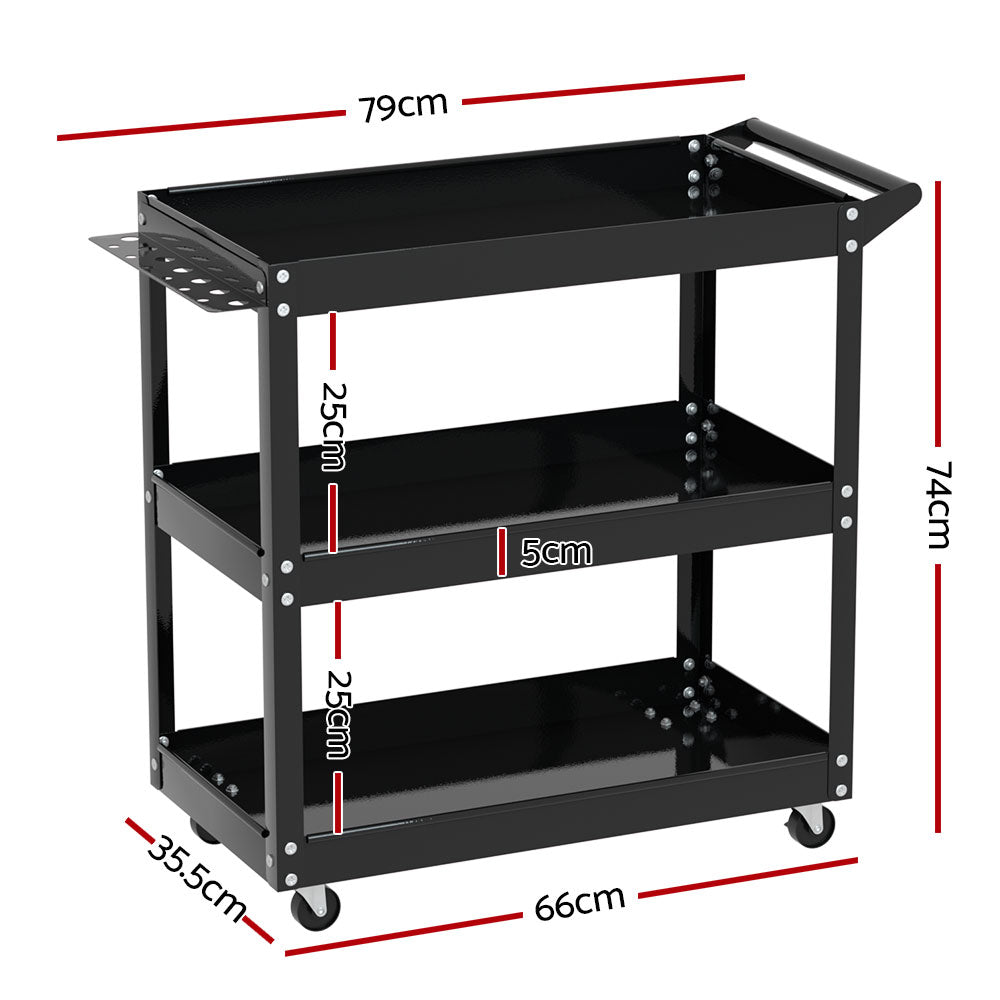 Bicycle Stands & Storage: Giantz 3-Tier Tool Cart Trolley Workshop Garage Storage Organizer Black