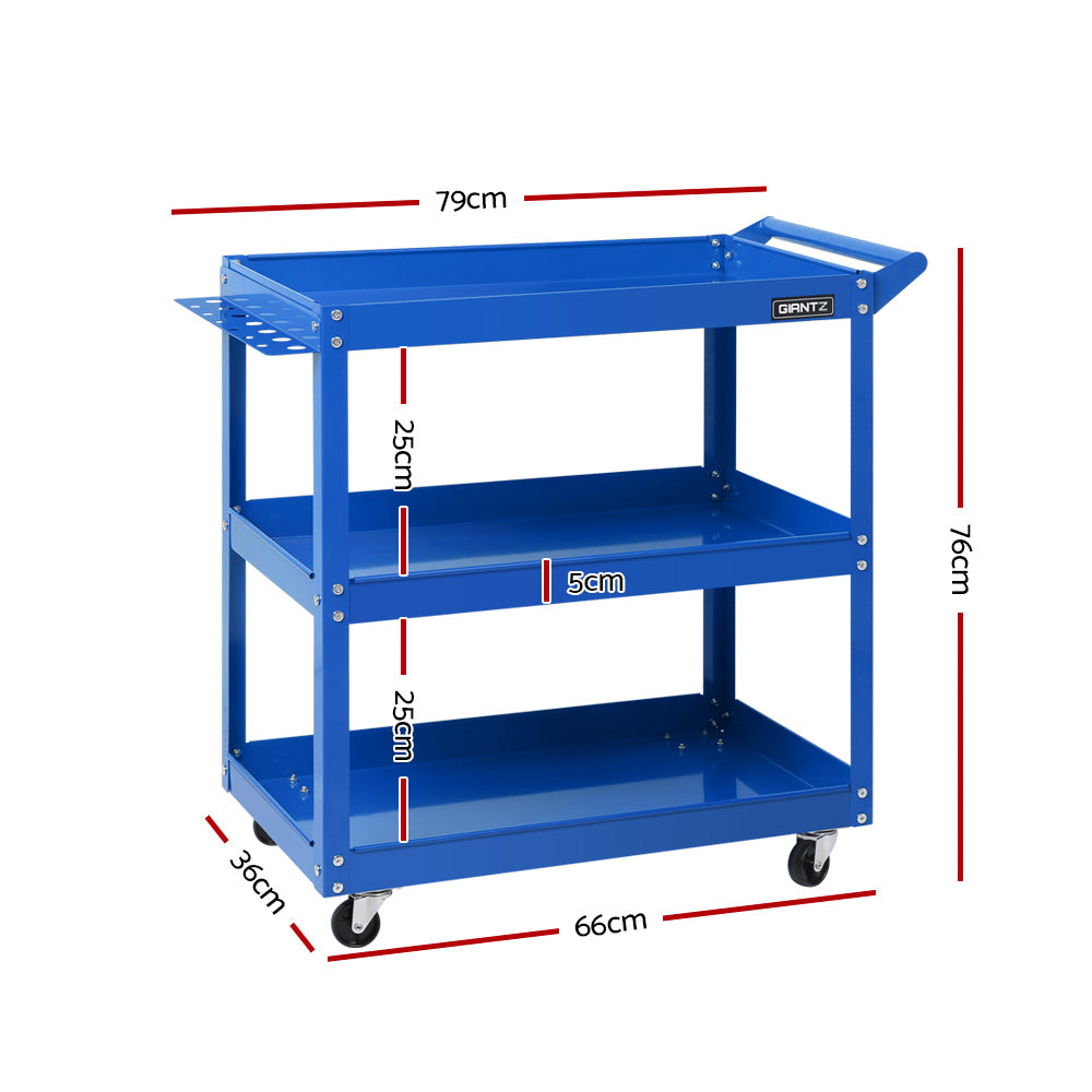 Bicycle Stands & Storage: Giantz 3-Tier Tool Cart Trolley Workshop Garage Storage Organizer Blue