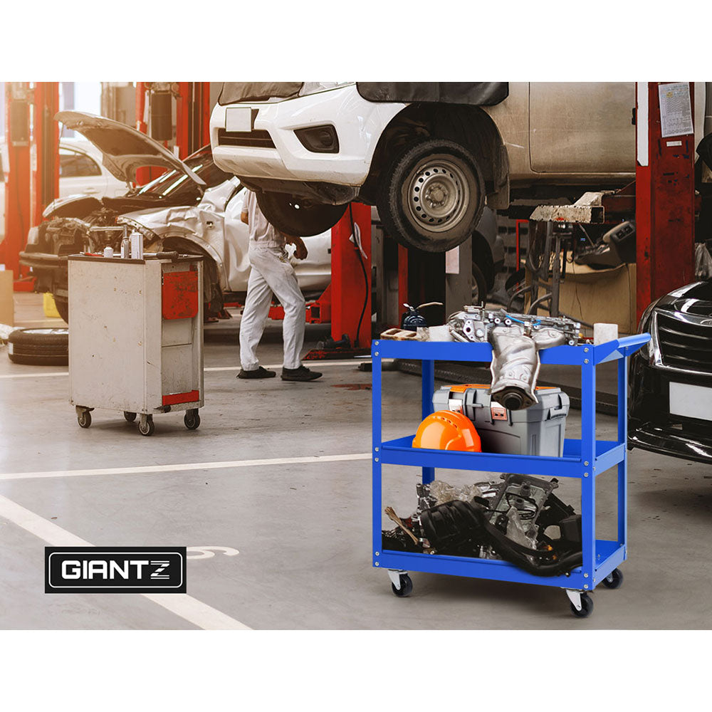 Bicycle Stands & Storage: Giantz 3-Tier Tool Cart Trolley Workshop Garage Storage Organizer Blue