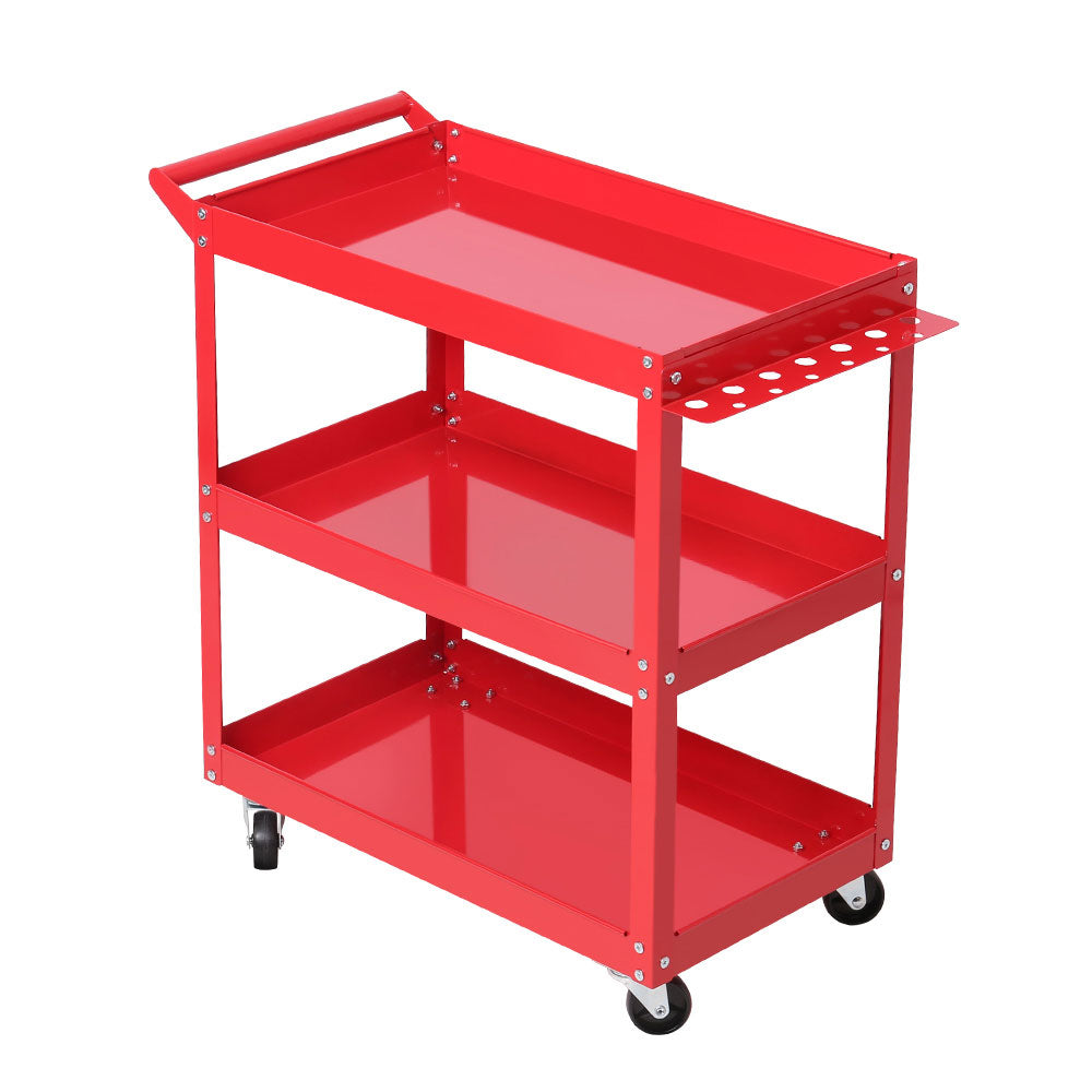 Bicycle Stands & Storage: Giantz 3-Tier Tool Cart Trolley Workshop Garage Storage Organizer Red