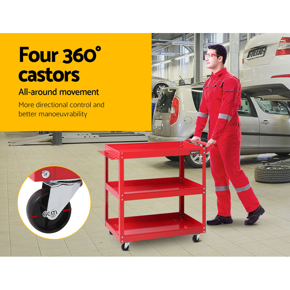 Bicycle Stands & Storage: Giantz 3-Tier Tool Cart Trolley Workshop Garage Storage Organizer Red
