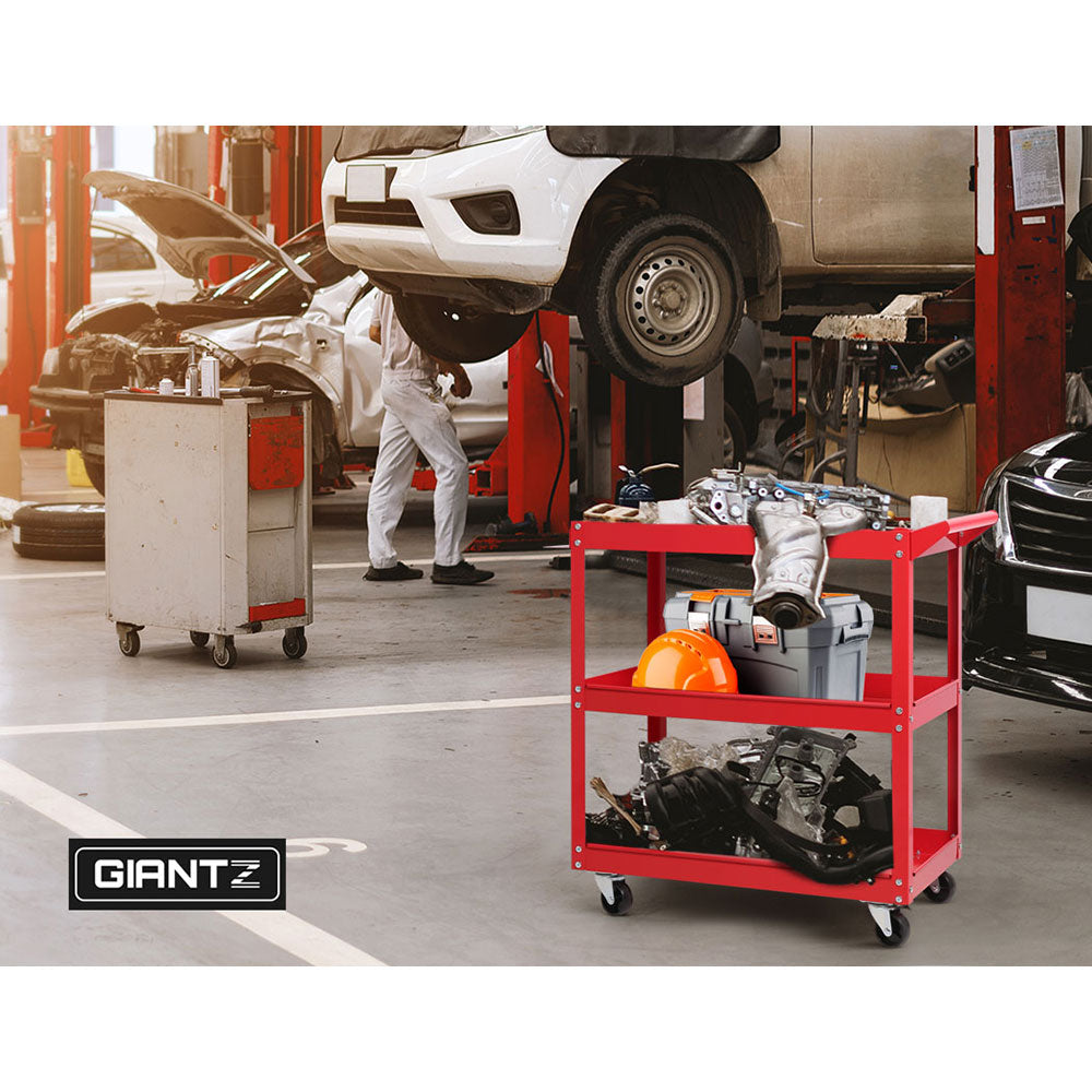 Bicycle Stands & Storage: Giantz 3-Tier Tool Cart Trolley Workshop Garage Storage Organizer Red