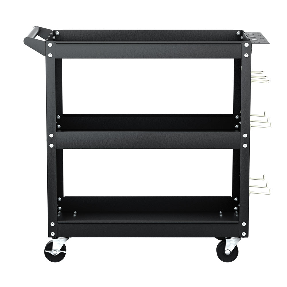Utility Trolleys: Giantz 3-Tier Tool Cart Storage Trolley Workshop Garage Pegboard Hooks Black