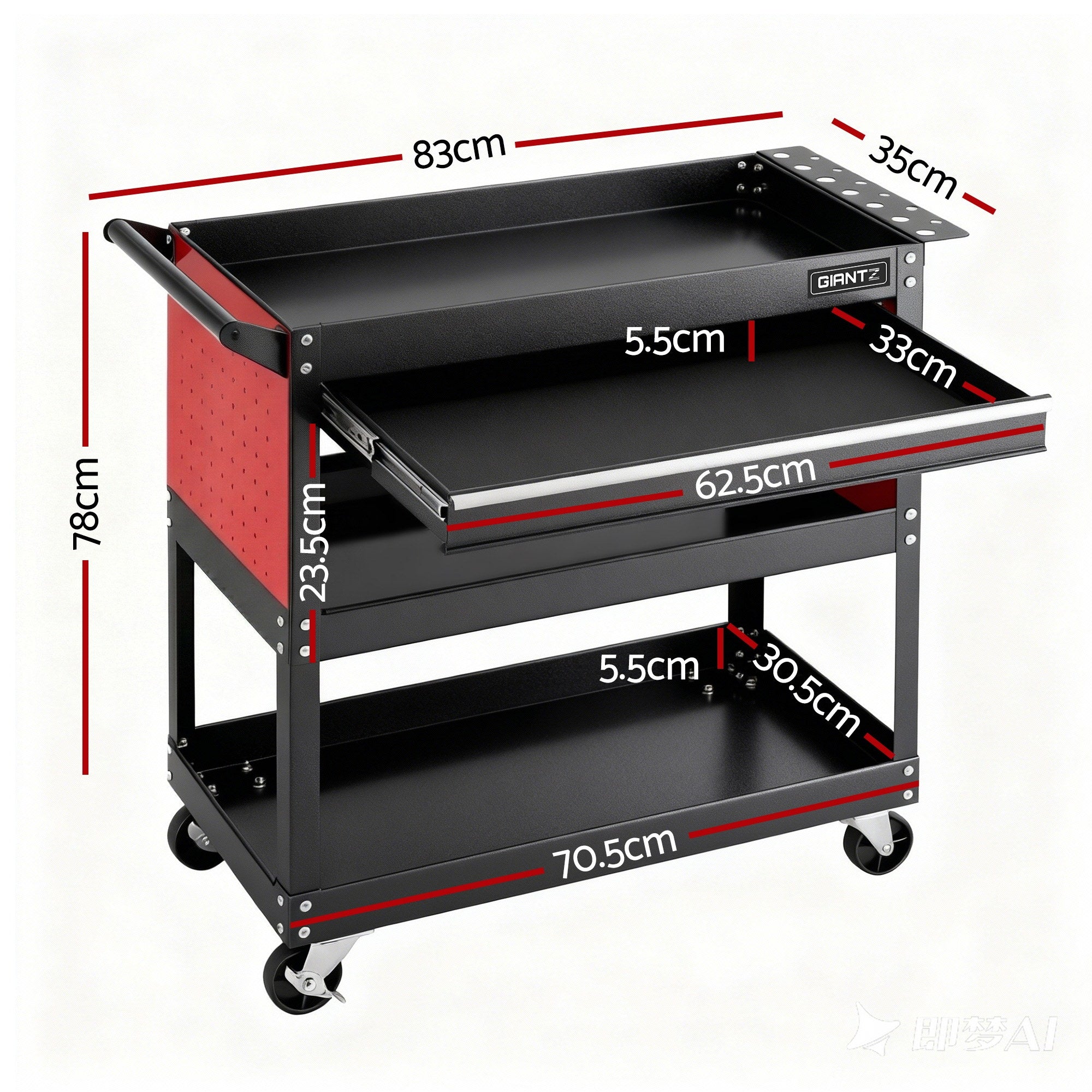 Utility Trolleys: Giantz Tool Trolley Cart Rolling Cabinet with Drawer Workshop Garage Storage