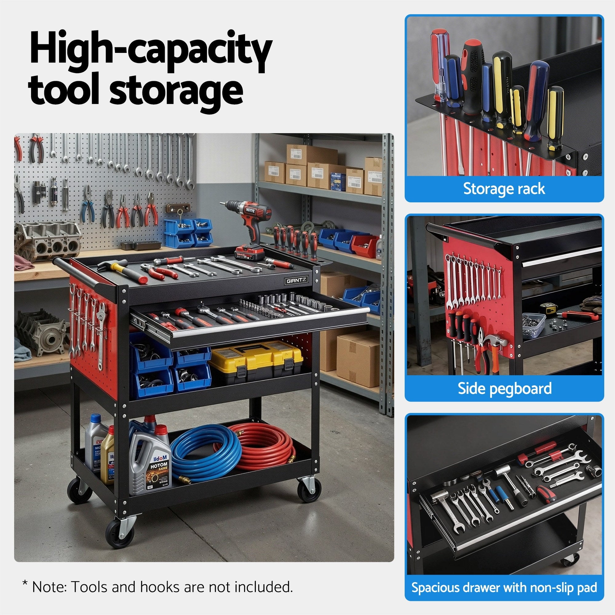 Utility Trolleys: Giantz Tool Trolley Cart Rolling Cabinet with Drawer Workshop Garage Storage