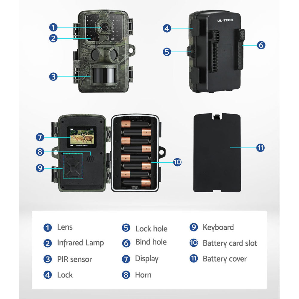 Security Cameras & Accessories: UL-tech 4K 16MP Trail Camera Wildlife Hunting Security Cam Night Vision