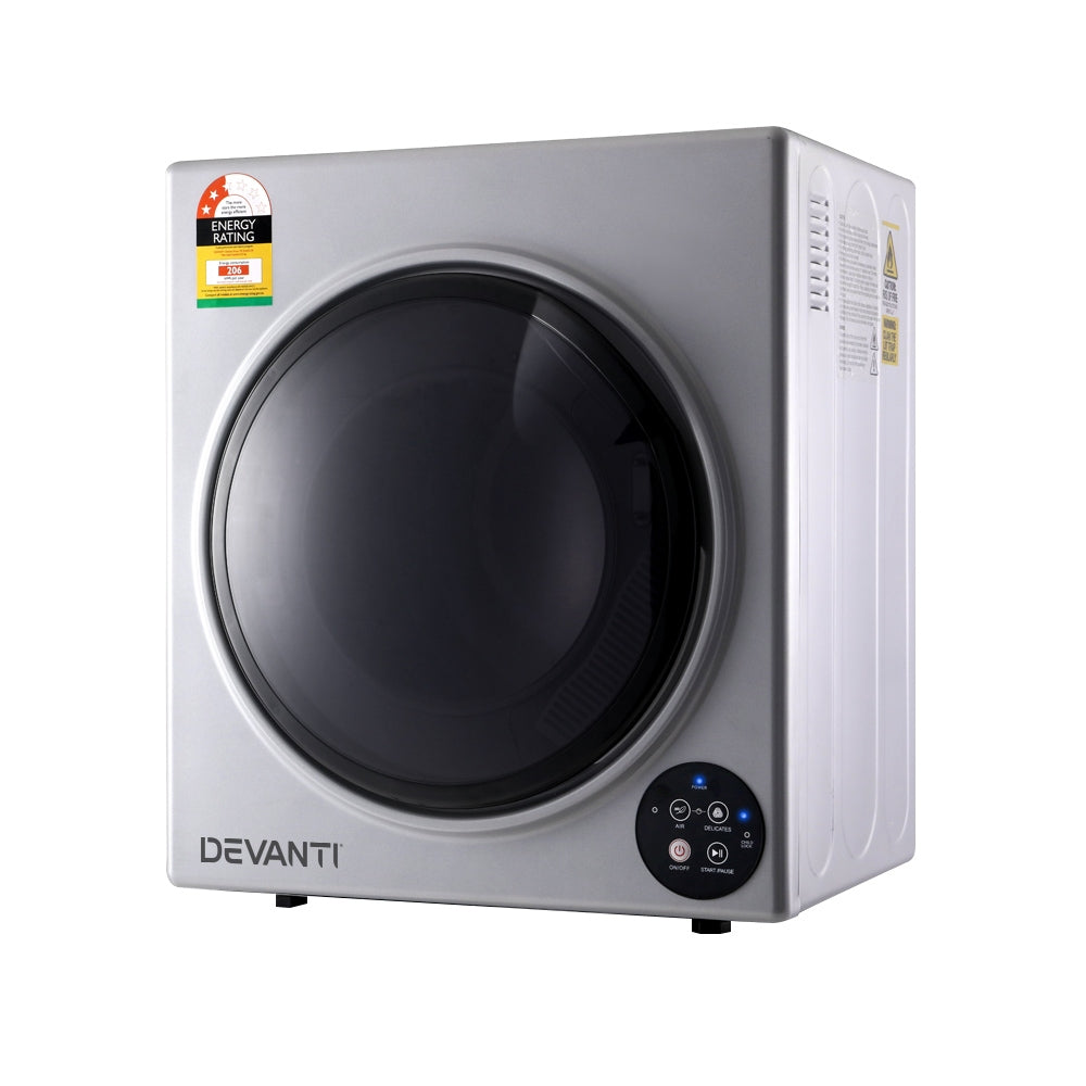 Dryers: Devanti Tumble Dryer 5kg Fully Auto Silver
